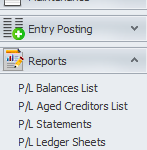 Purchase ledger menu